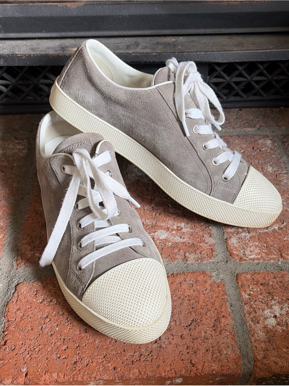 Prada Suede Cap Toe Lace Up Sneakers EU 40 US 9 Gray